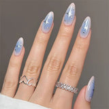 24pcs Gradient False Nails Cute Star Printed Design