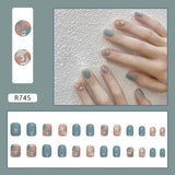 24pcs Gradient False Nails Cute Star Printed Design