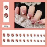 24pcs Gradient False Nails Cute Star Printed Design