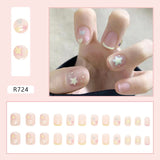 24pcs Gradient False Nails Cute Star Printed Design