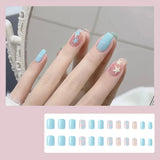 24pcs Gradient False Nails Cute Star Printed Design