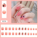 24pcs Gradient False Nails Cute Star Printed Design