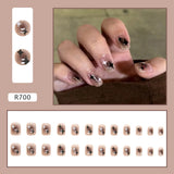 24pcs Gradient False Nails Cute Star Printed Design