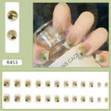 24pcs Gradient False Nails Cute Star Printed Design