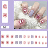 24pcs Gradient False Nails Cute Star Printed Design