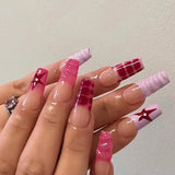 24pcs/box Fake French y2k Nails Press On Long