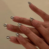 24pcs/box Fake French y2k Nails Press On Long