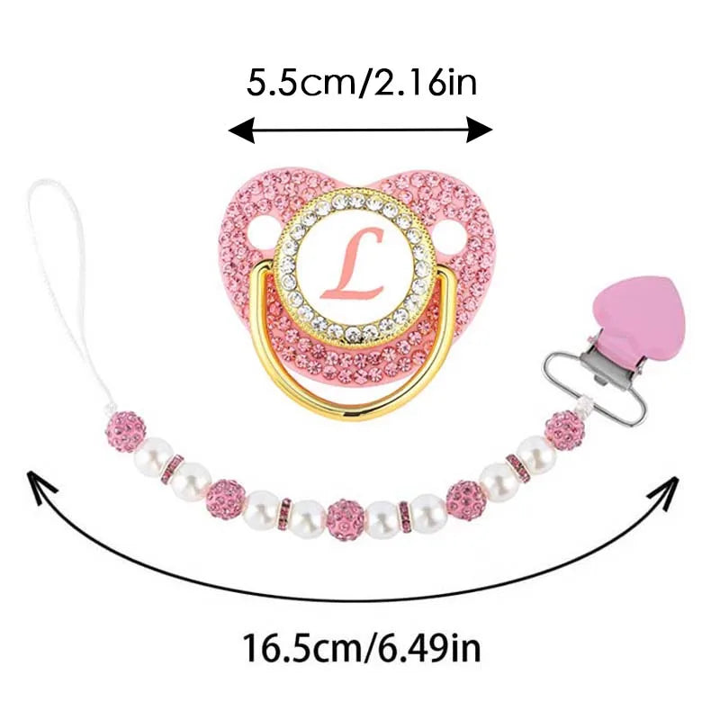 26 Letters Baby Pacifier Beaded Chain Clip Cover