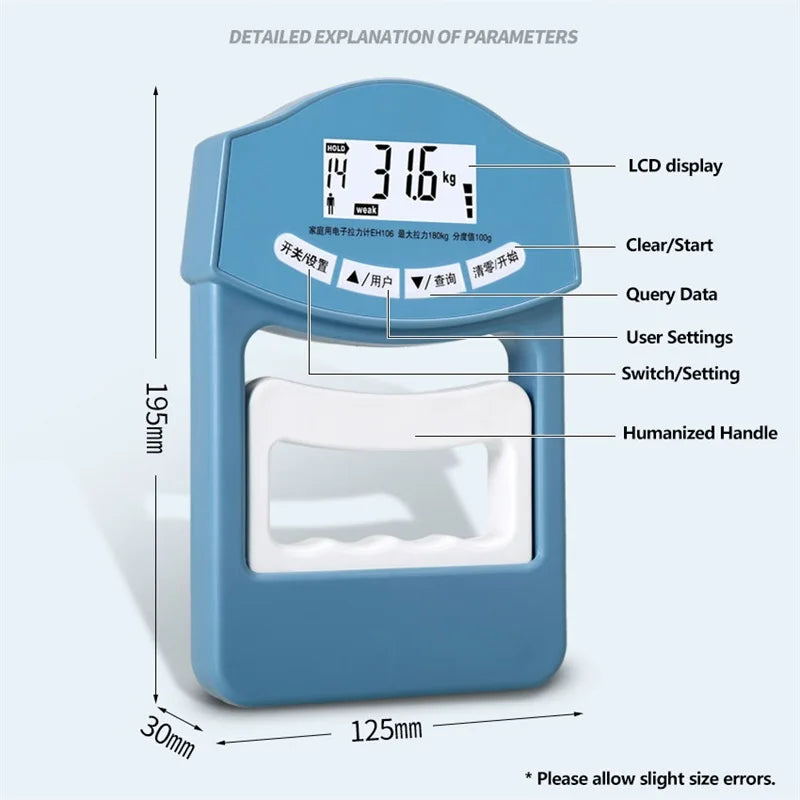 264 / 396Lbs Digital Hand Dynamometer Grip Strength