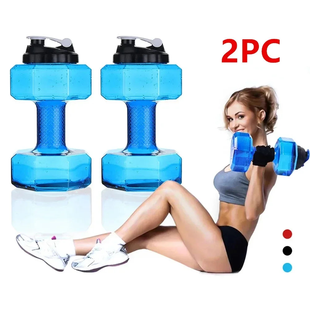 2PC Water Dumbbell Sport Bottle Large Capacity Gym