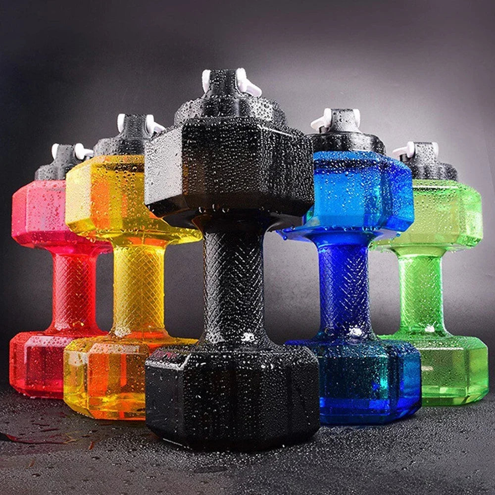 2PC Water Dumbbell Sport Bottle Large Capacity Gym