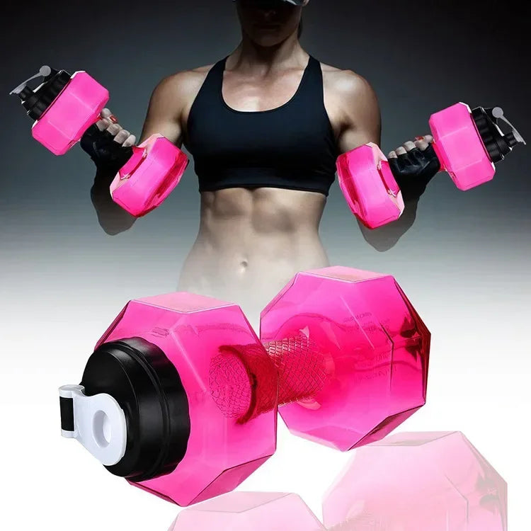 2PC Water Dumbbell Sport Bottle Large Capacity Gym