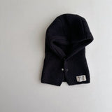 2PCS Baby Hooded Hats Mittens Solid Winter Knitted