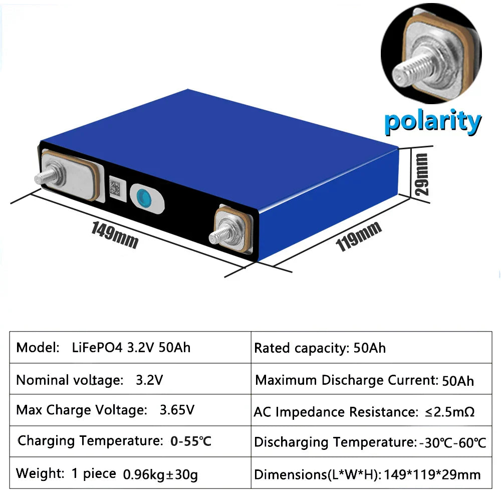 2PCS LiitoKala 3.2v 50Ah lifepo4 cells lithium batteries