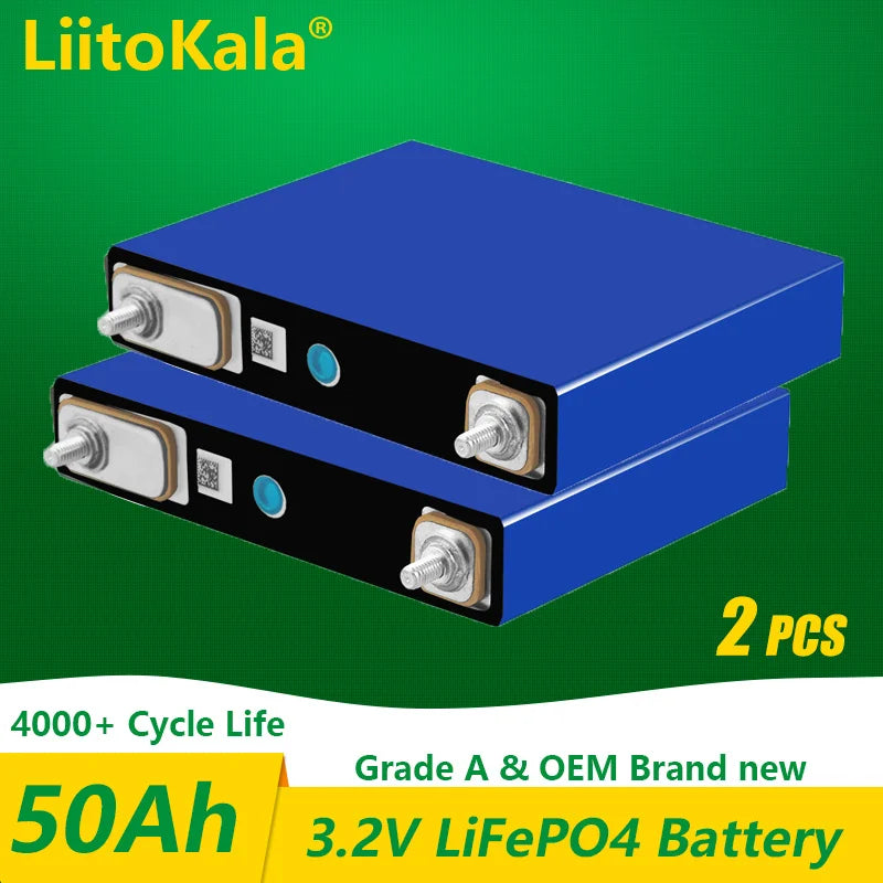 2PCS LiitoKala 3.2v 50Ah lifepo4 cells lithium batteries