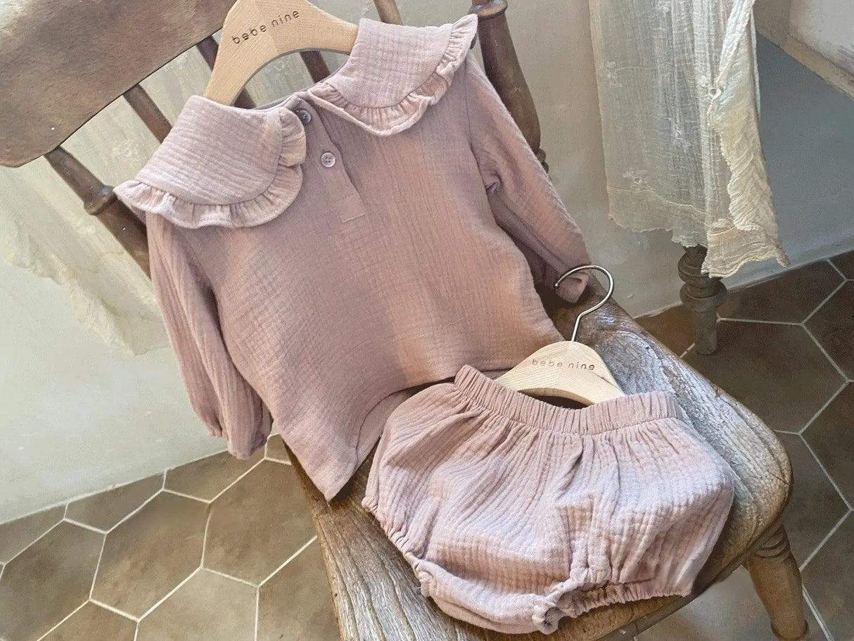 2pcs Newborn Baby Girls Clothes Organic Cotton Ruffled