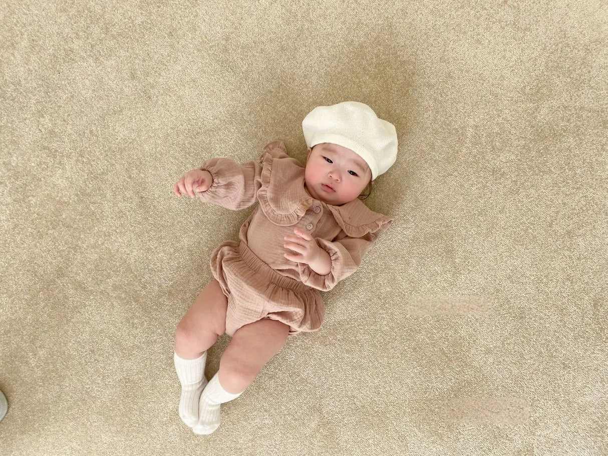 2pcs Newborn Baby Girls Clothes Organic Cotton Ruffled