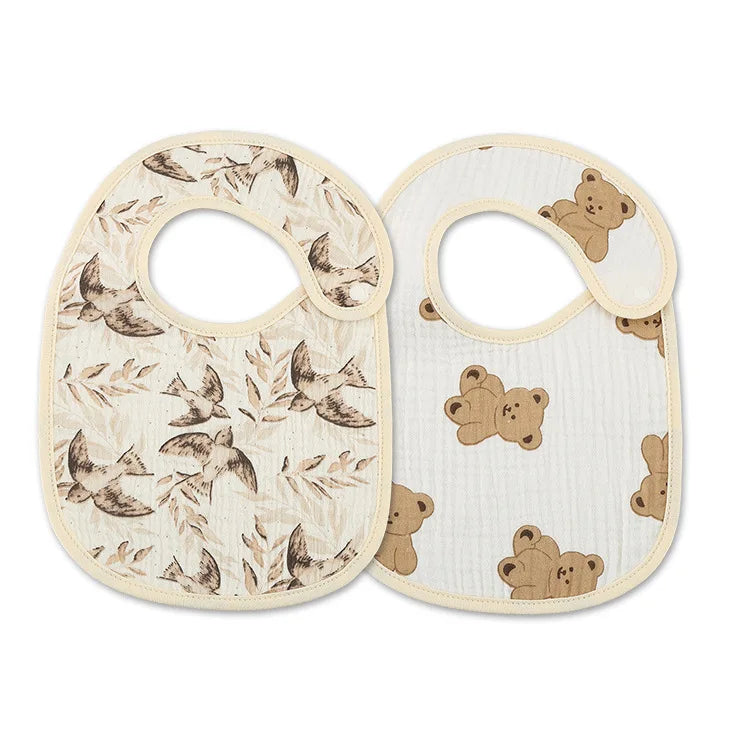 2pcs/set Cotton Waterproof Baby Bibs Summer Infant Bib
