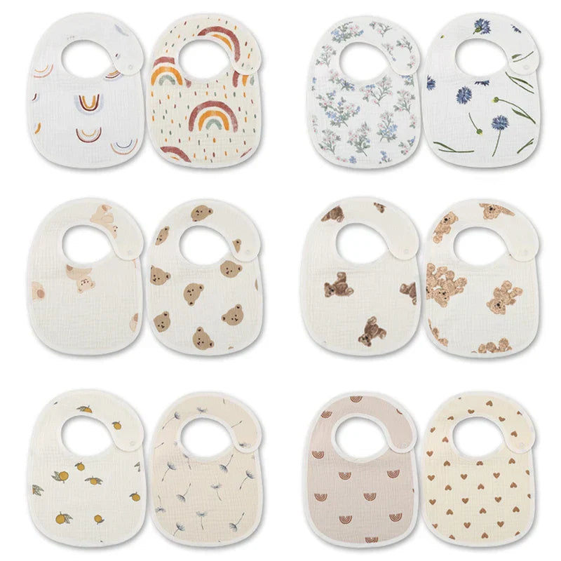 2pcs/set Cotton Waterproof Baby Bibs Summer Infant Bib