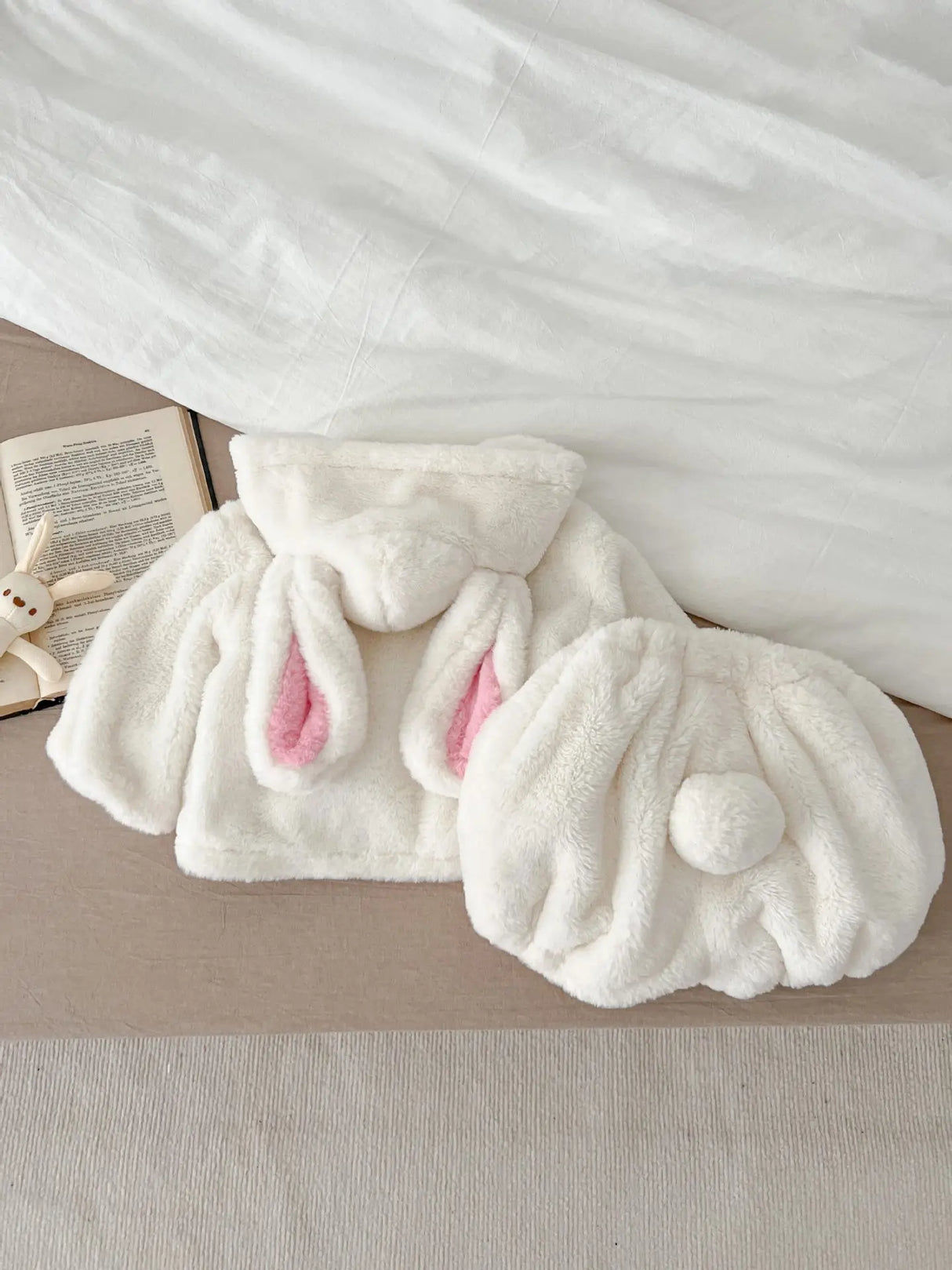 2psc Winter Newborn Infant Baby Girls Plush rabbit
