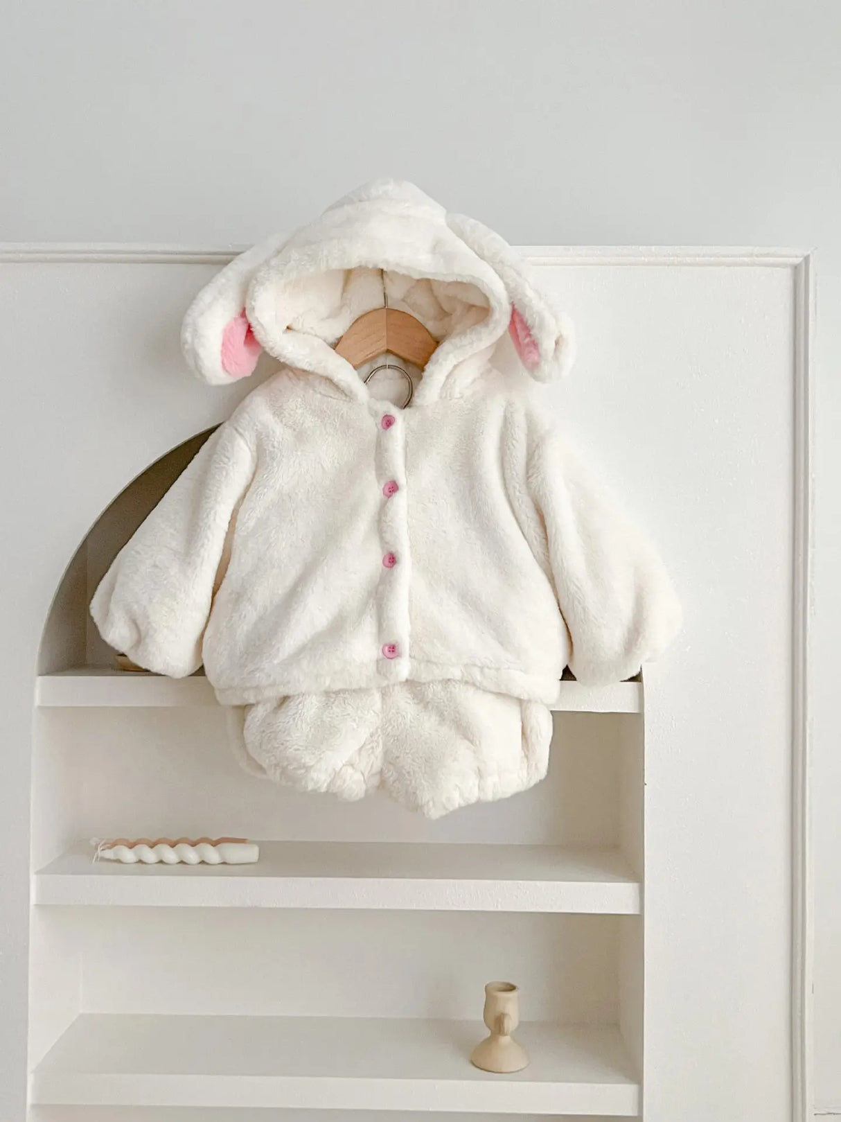 2psc Winter Newborn Infant Baby Girls Plush rabbit