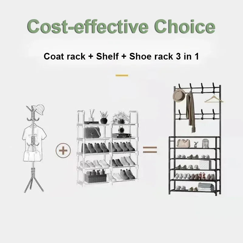 3/4/5 Layer Integrated Simple Entryway Shoe Rack Coat