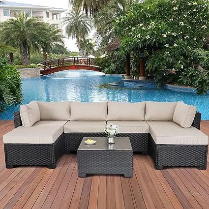 3/7-Piece Outdoor PE Rattan Furniture Set Patio Black