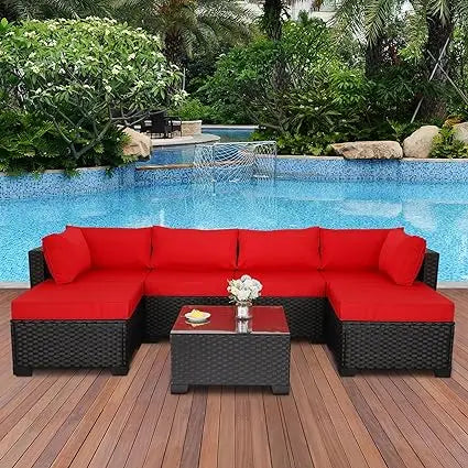 3/7-Piece Outdoor PE Rattan Furniture Set Patio Black