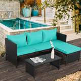 3/7-Piece Outdoor PE Rattan Furniture Set Patio Black