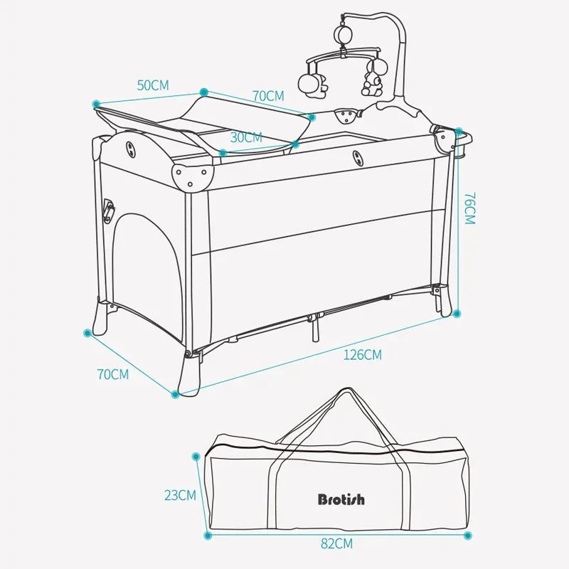 In Cradle Foldable Baby Crib Adaptable Splicing Large