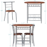 3 Pieces Dining Set for 2 Small Kitchen