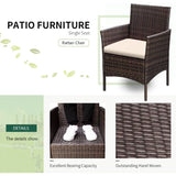 3 Pieces Patio Furniture PE Rattan Wicker Chair