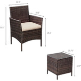 3 Pieces Patio Furniture PE Rattan Wicker Chair