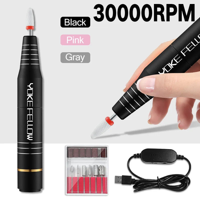 30000RPM Electric Nail Drill Machine USB Nail Polish