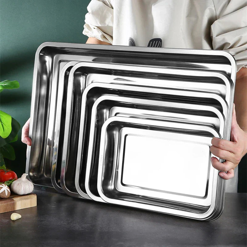 304 Stainless Steel Barbecue Tea Storage Serving Trays