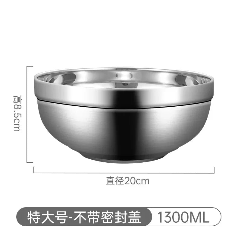 304 Stainless Steel Double Layer Bowls with Lid