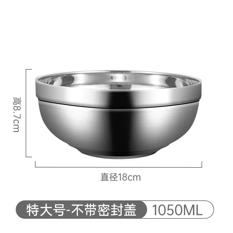 304 Stainless Steel Double Layer Bowls with Lid