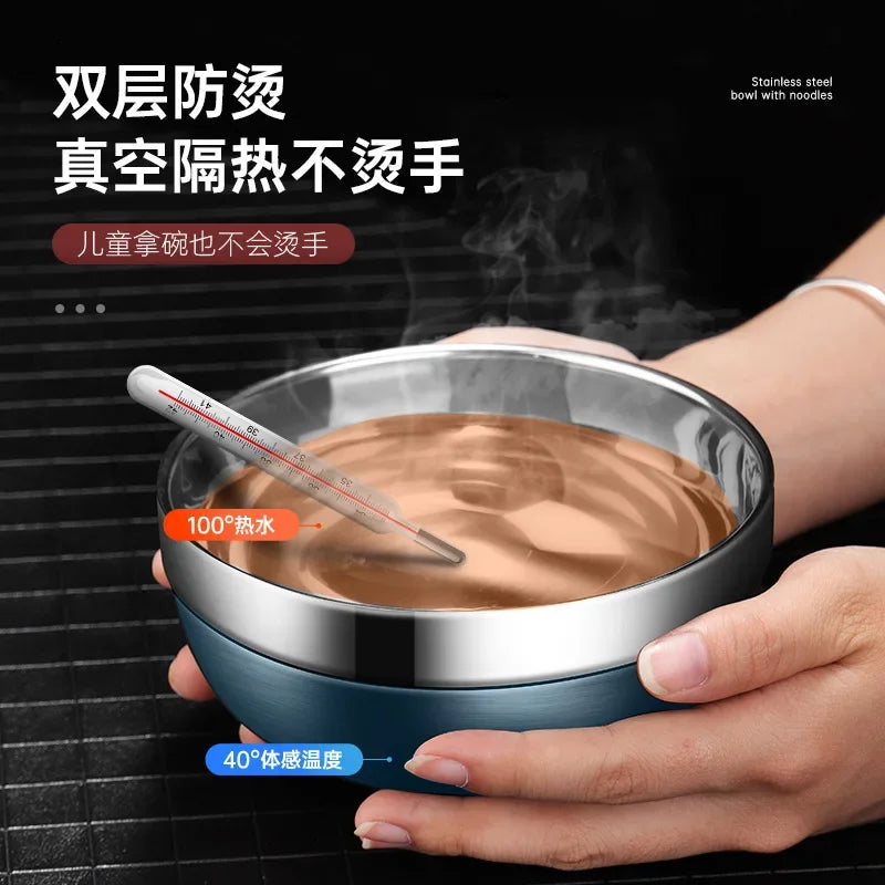 304 Stainless Steel Double Layer Bowls with Lid