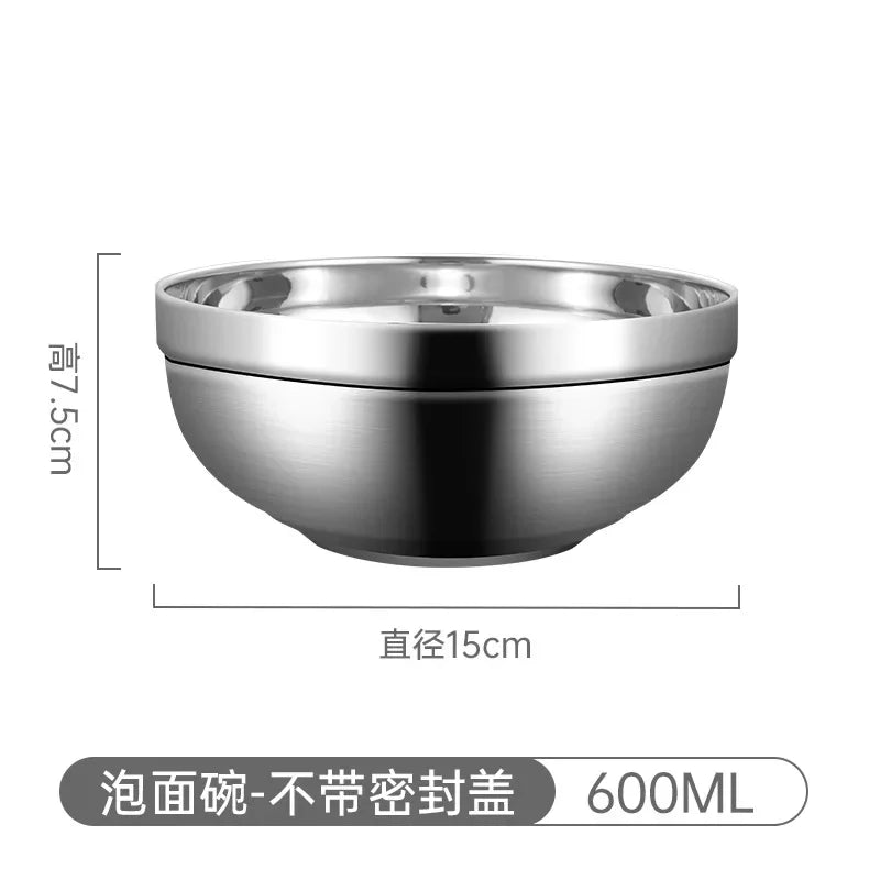 304 Stainless Steel Double Layer Bowls with Lid