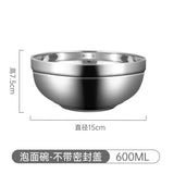 304 Stainless Steel Double Layer Bowls with Lid