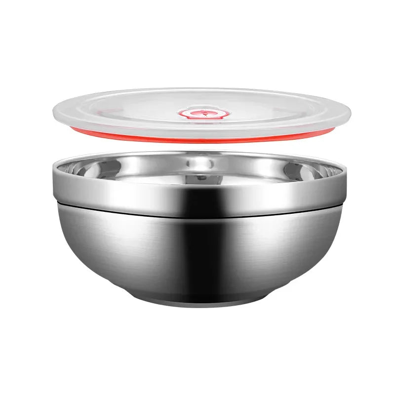304 Stainless Steel Double Layer Bowls with Lid