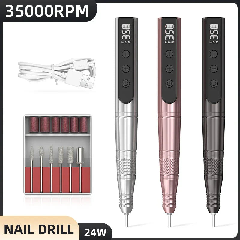 35000RPM Electric Nail Drill Machine Professional Nail Lathe