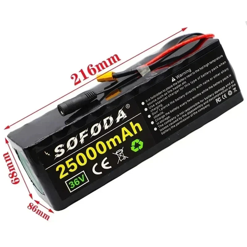 36V Battery 10S4P 25Ah Battery Pack 500W High