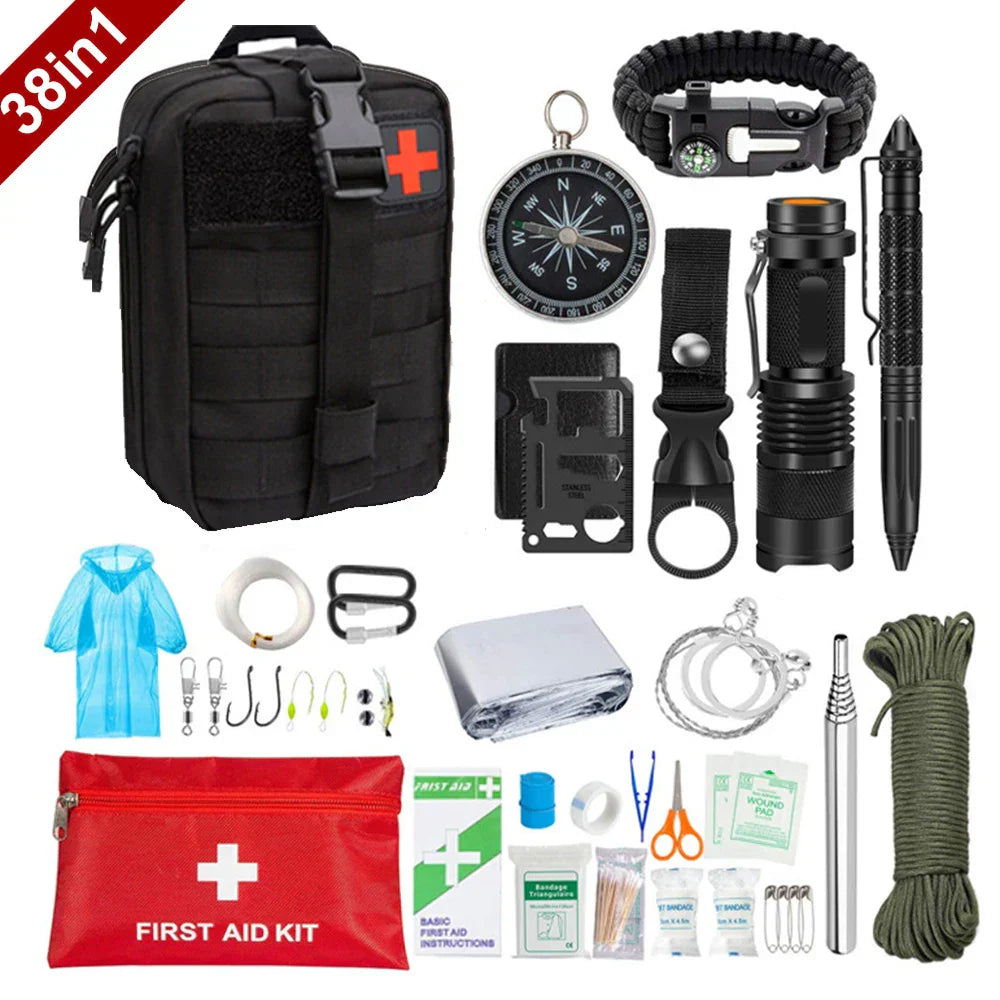 38 in 1 Survival First Aid Kit Military