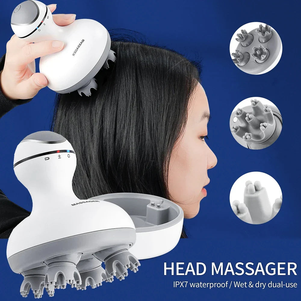 3D Waterproof Electric Head Massager Wireless Scalp Massage