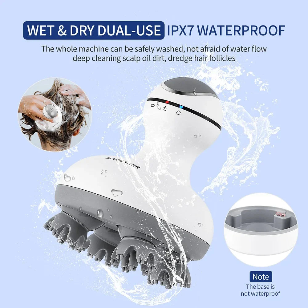 3D Waterproof Electric Head Massager Wireless Scalp Massage