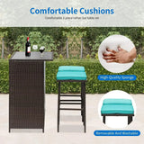 3PCS Patio Bar Set Outdoor Furniture Set Wicker