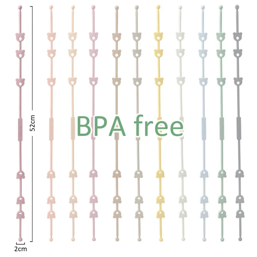 3PCS/Set Baby Pacifier Clips Soft Silicone Teething Chain