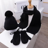 3PCS Winter Baby Hat Scarf Gloves Set Plush
