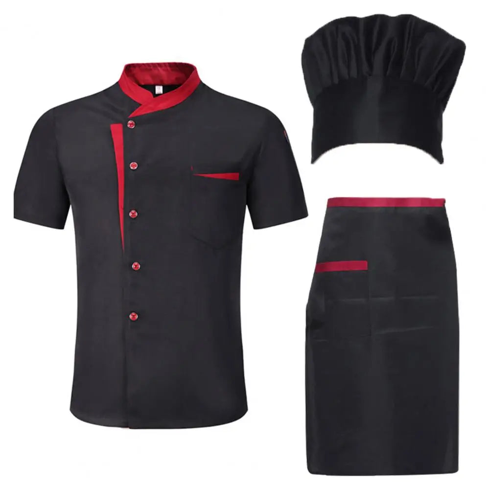 3PcsSet Unisex Hotel Kitchen Chef Uniform Jacket Hat